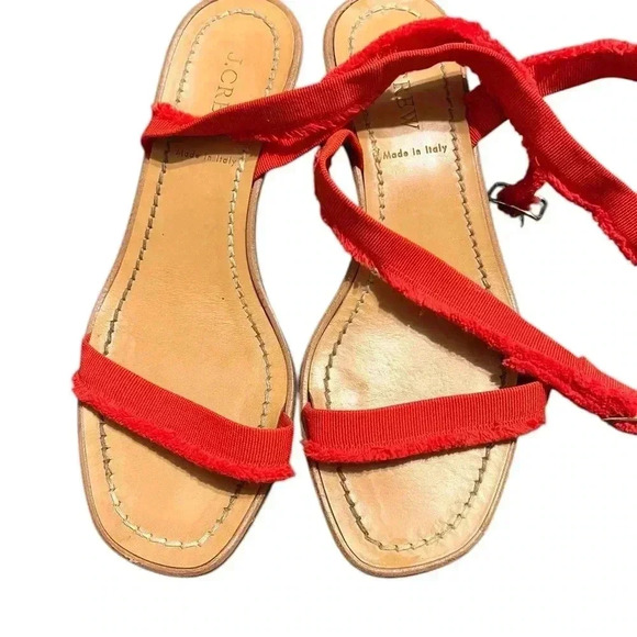 J. Crew Fringed Grosgrain Ribbon Block-Heel Sandals – Size 7.5 - Picture 4 of 6